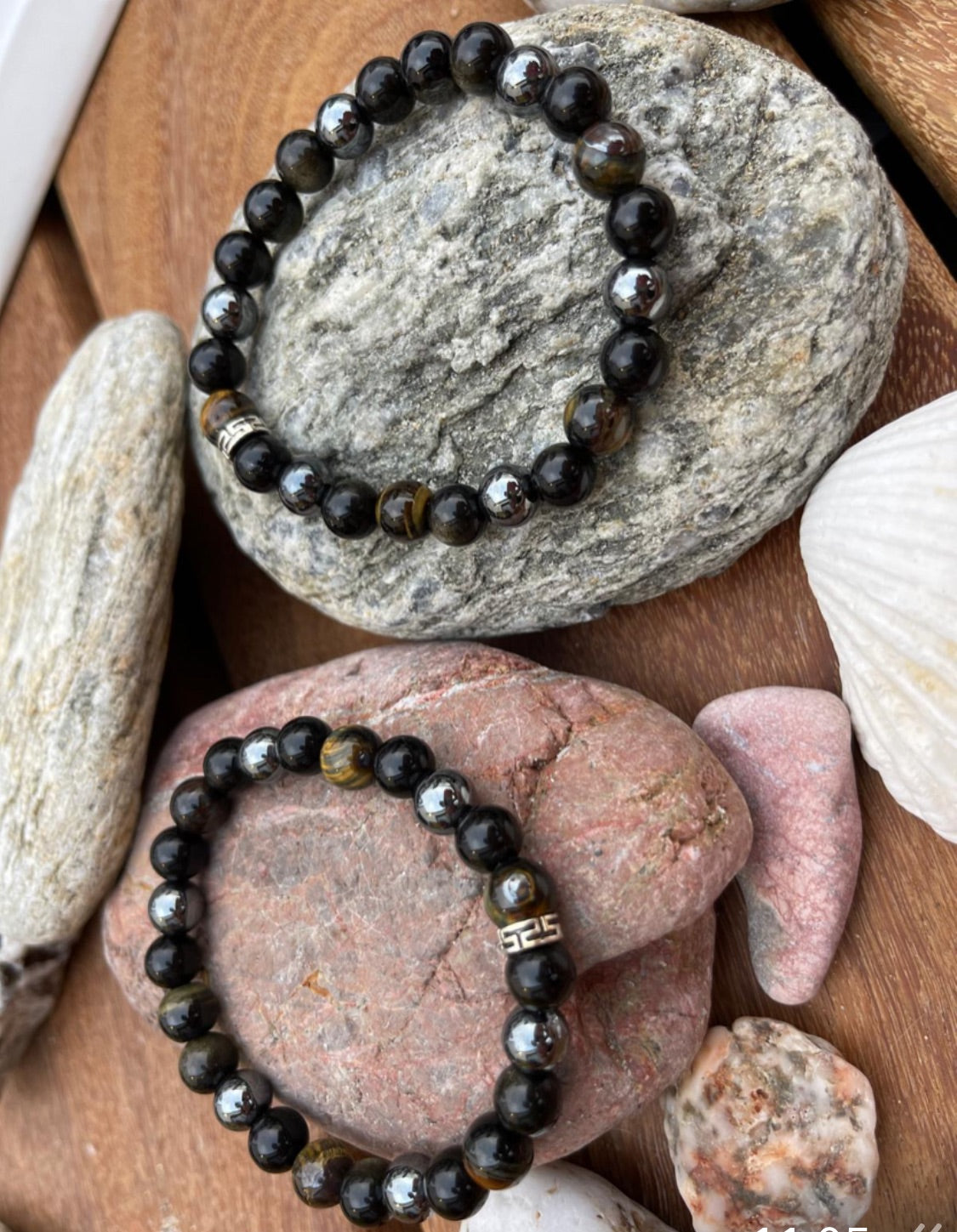 Bracelet Triple Protection – Œil de Tigre, Obsidienne Dorée & Hématite