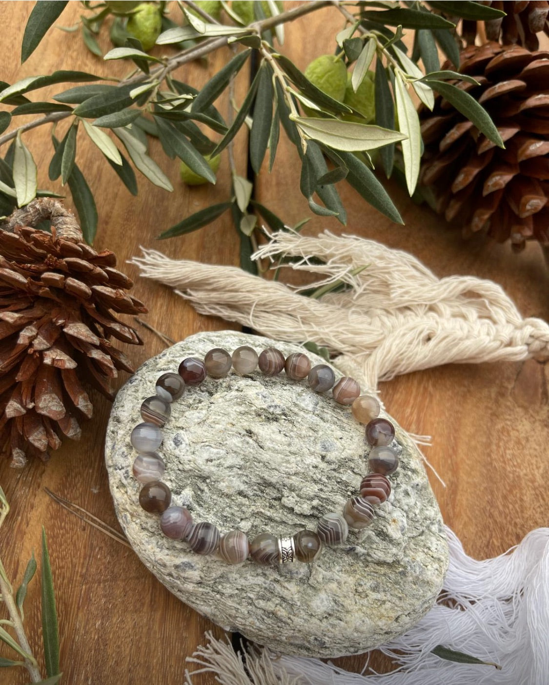 Bracelet en Agate Botswana – Confort & Équilibre